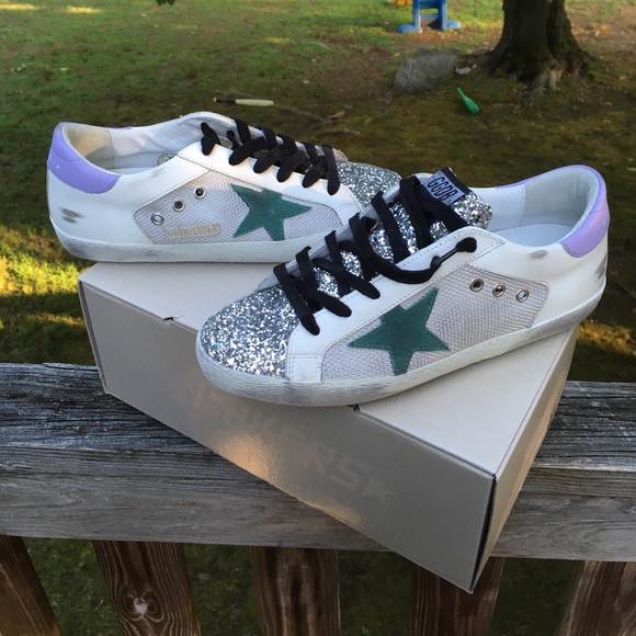 Golden Goose Superstar Silver Glitter/Cord Gum NIB - Picture 3 of 10